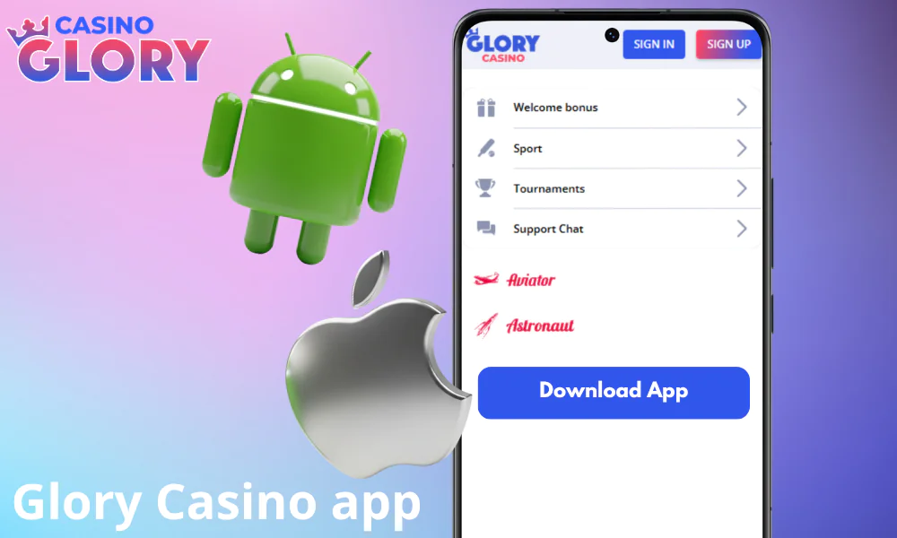 Instructions for downloading the Glory Casino app